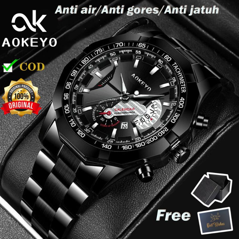 Aokeyo S001 Jam Tangan Pria Anti Air Original Luxury Stainless Steel