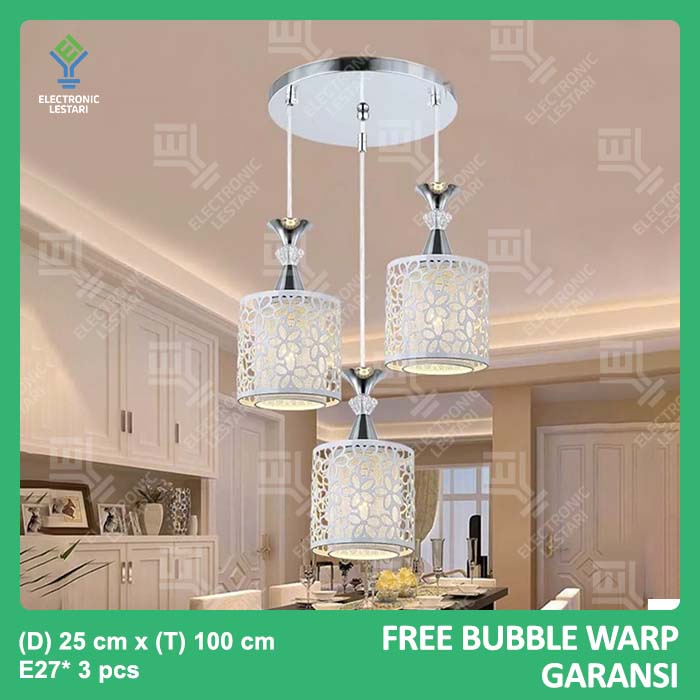 Lampu Gantung Minimalis Ruang Tamu Void Tangga Kristal Hitam 001