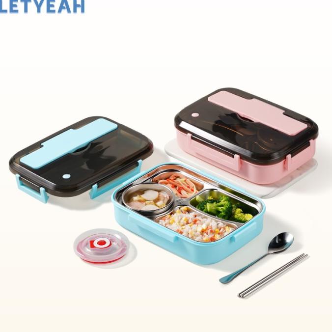 Letyeah Lunch box stainless anti tumpah/Kotak makan dengan mangkuk sup