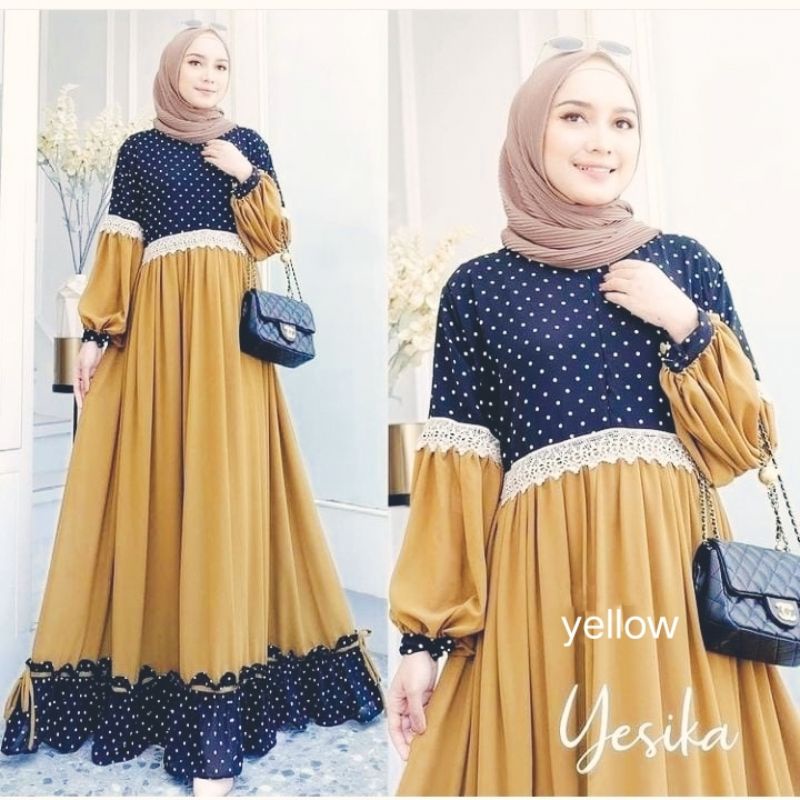 gamis Yesika dress Maxi lebaran fashion muslim wanita kekinian