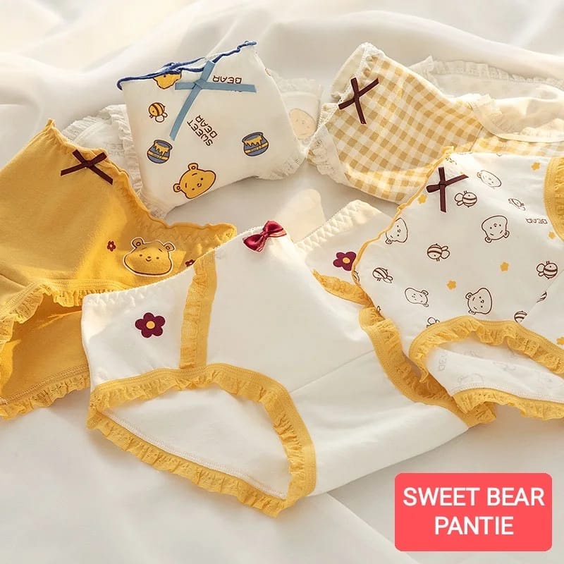 SWEET BEAR PANTIE CELANA DALAM REMANA ABG WANITA DEWASA IMPORT KATUN KOREA MOTIF LUCU ADEM NYAMAN