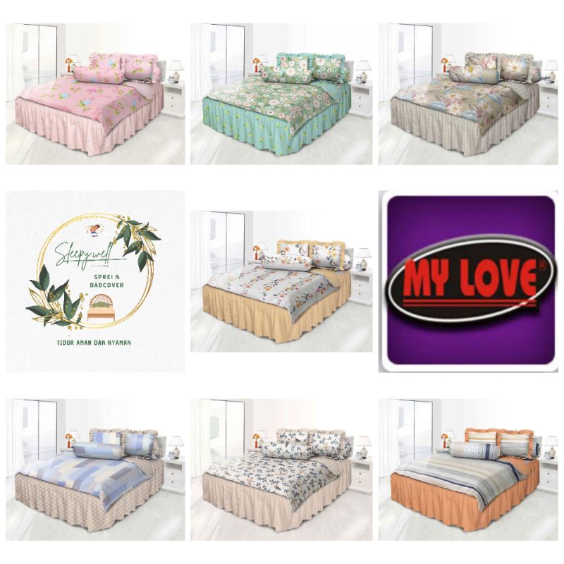 MY LOVE - original Bedcover Set My Love Rumbay  Ukuran 180 x 200 motif