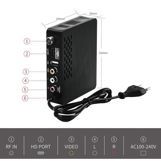 Set Top Box Stb Dvb T2 Digital Tv Tuner Pantesat Hd3820