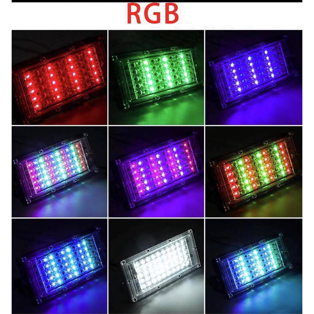 LAMPU SOROT  TEMBAK LED SLIM 50 WATT 50W  RGB WARNA WARNI  SLIM LED FLOODLIGHT