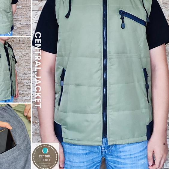 JAKET ROMPI PARASUT PRIA - VEST HOODIE - ROMPI MOTOR WINDPROOF - Kuning, XL