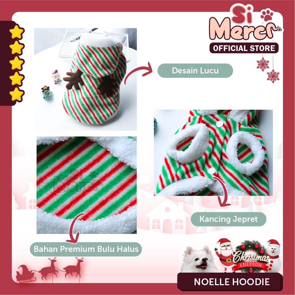 Baju Anjing Kucing Hewan Hoodie Natal / Baju Sweater Anjing Natal / Pet Clothes For Christmas Premium