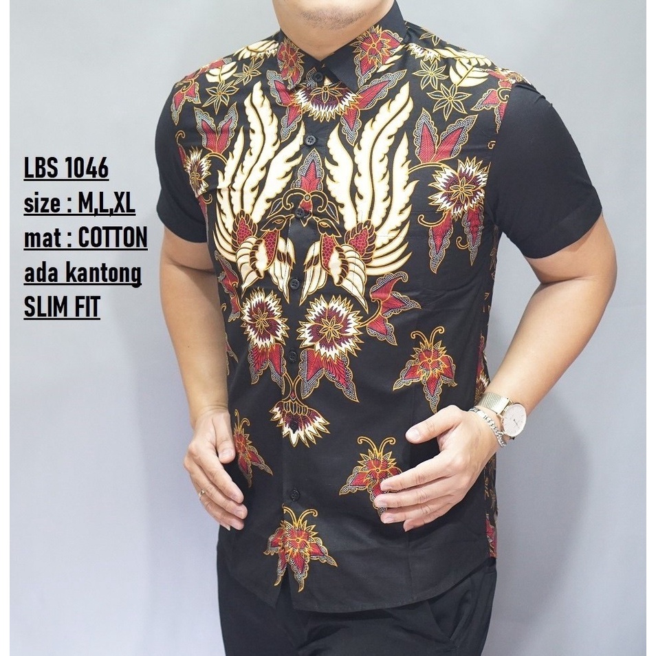 Baju Batik Pria Slimfit Kemeja Lengan Pendek Slim Fit LBS 1046