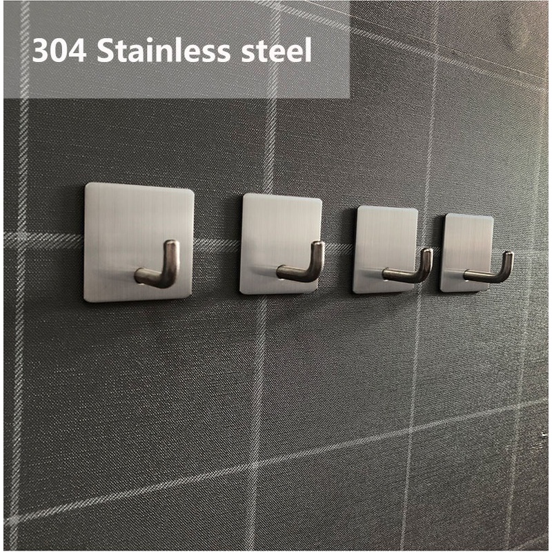 Gantungan Hook Dinding Tempel Stainless Steel Single adhesive Hook Hanger 3M - 1 pcs