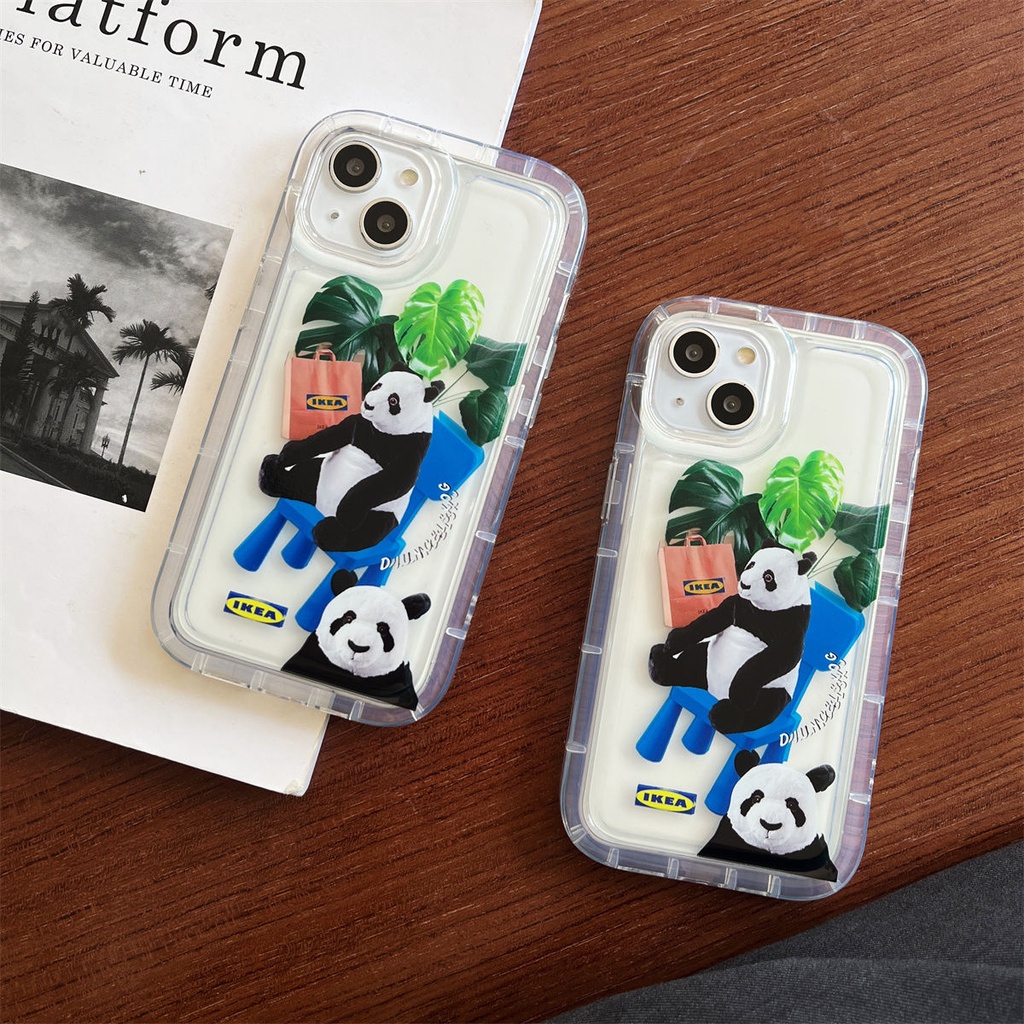 Soft Case Silikon TPU Transparan Motif Panda Untuk IPhone 14 13 12 11 Pro XS Max XR X 8 7 6 6S Plus