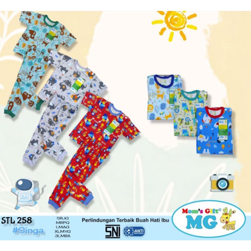 Setelan Baju Anak Moms gift Motif Unisex Piyama Kancing Pundak