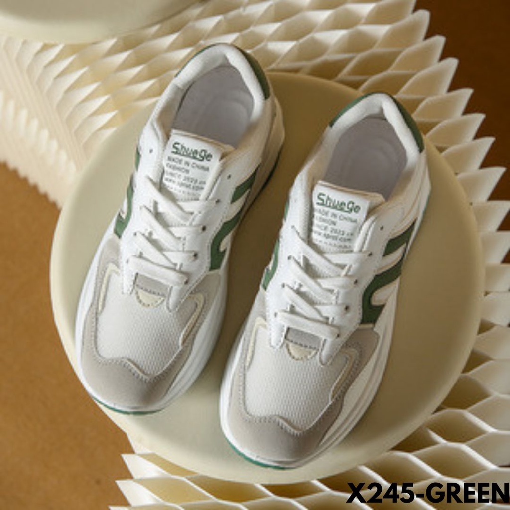 SEPATU WANITA SNEAKERS GAPAKE RIBET PAKAINYA IMPORT BAHAN PU COMBI MESH 245