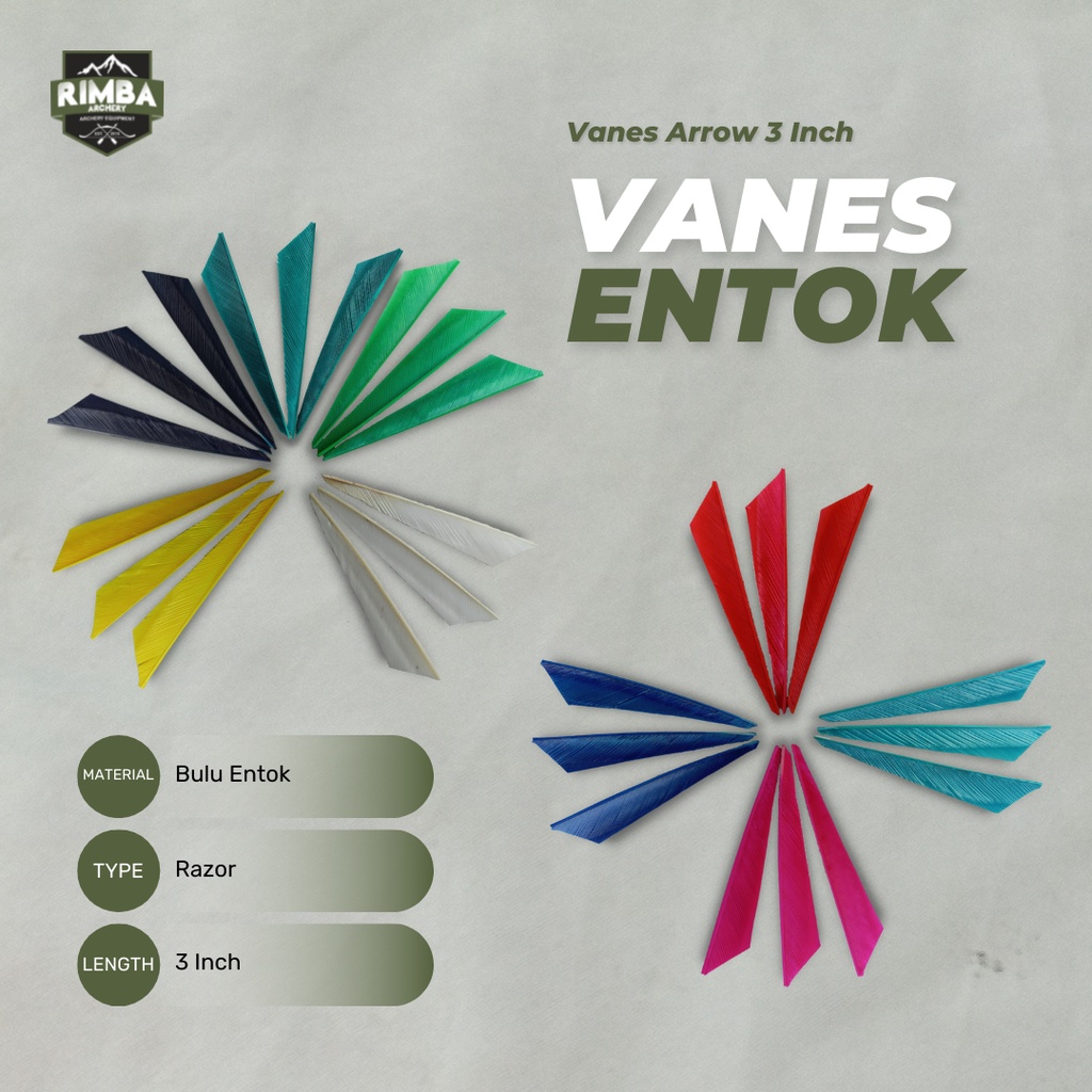 Vanes Bulu Entok Lokal 3" / Vanes Entok Razor 3" / Archery