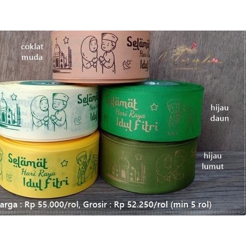 

GALB-212 : Pita Lebaran / Pita Idul Fitri Grosgrain 3,8cm (per rol) - kuning muda