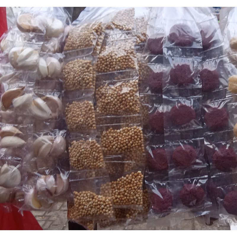 

3 macam.bawang putih,ketumbar,terasi merah. isi 30 renceng.masing masing 10 renceng