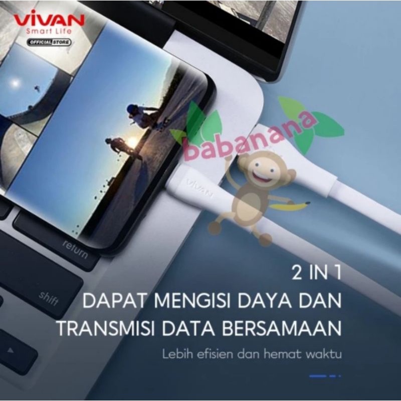 Vivan Kabel USB to Micro USB 2.0A Fast Charge SM100S 100cm cable casan