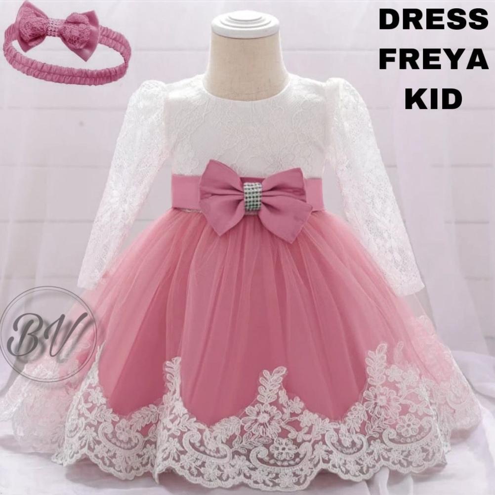 Promo - Mz_Onlineshop Bisa Bayar Di Tempat /Cod / Freya Kids  / Baju Gaun Anak Perempuan / Gaun Anak