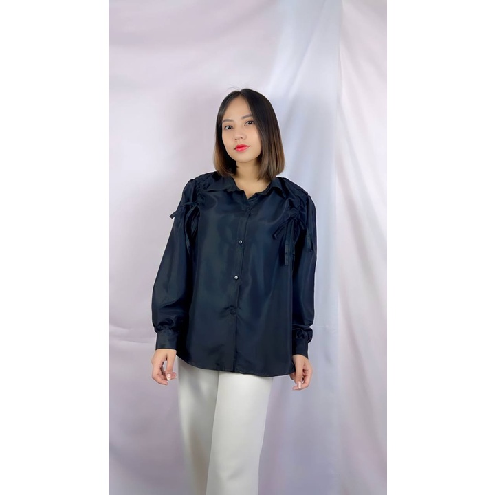 Tq88indonesia Fashion Baju Atasan Wanita Terbaru /  Faezya Blouse / Blus Polos Serut Lengan Panjang / Pakaian Casual Cewek