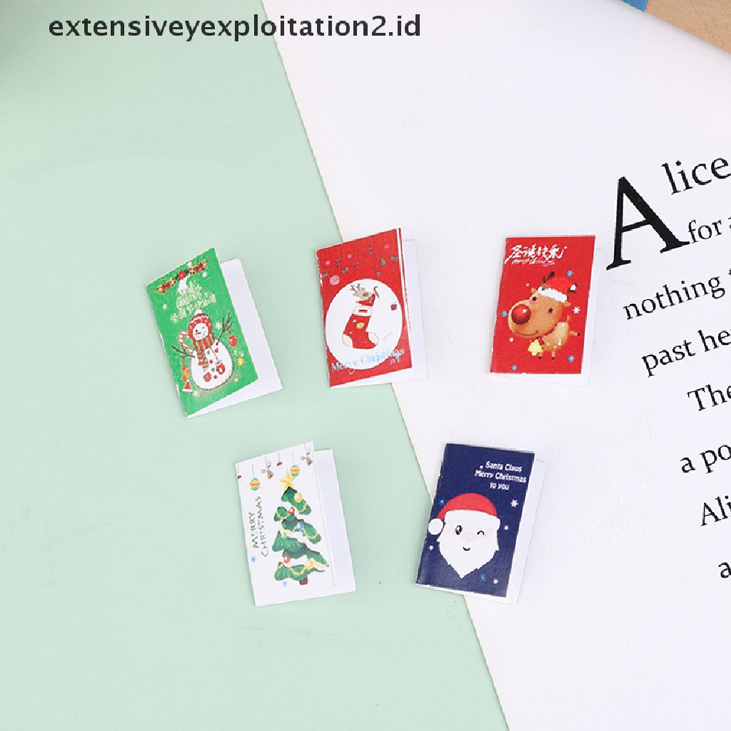 5pcs / Set Mainan Miniatur Kartu Natal Skala 1: 12 Untuk Aksesoris Rumah Boneka