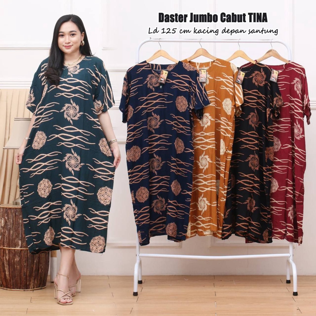 Daster Jumbo Cabutan LD 120 Lengan Pendek Rayon Busui Kancing Depan