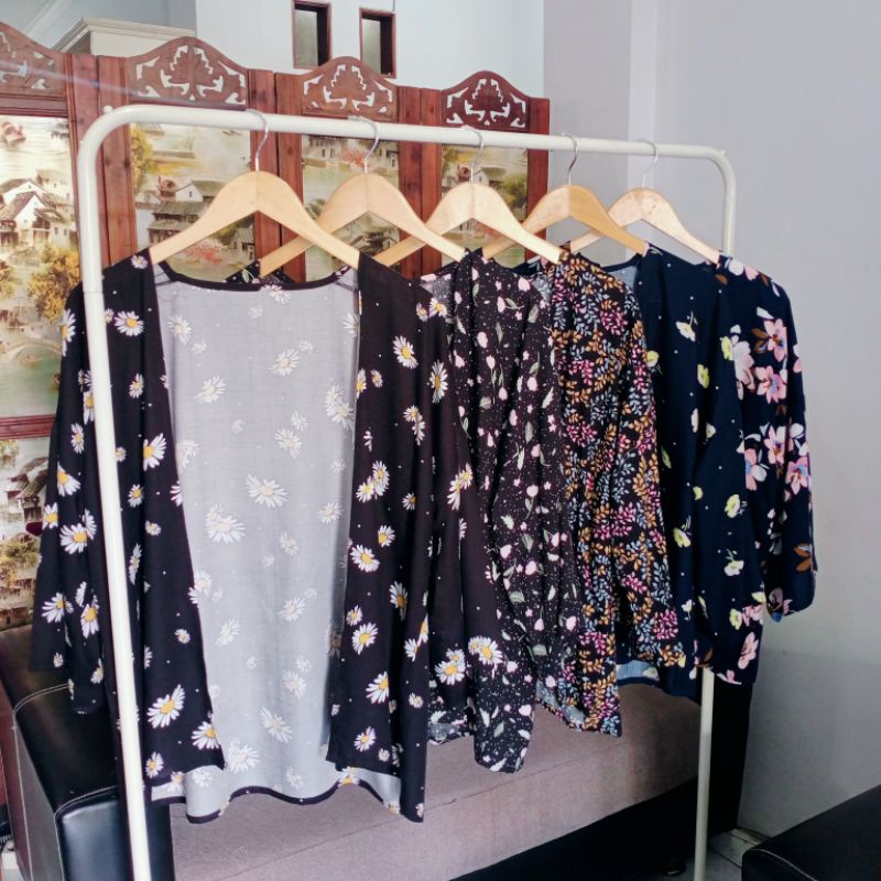 Outer katun rayon | Cardigan kimono motif | Cardigan hijab summer oversize | Long outer pantai musli