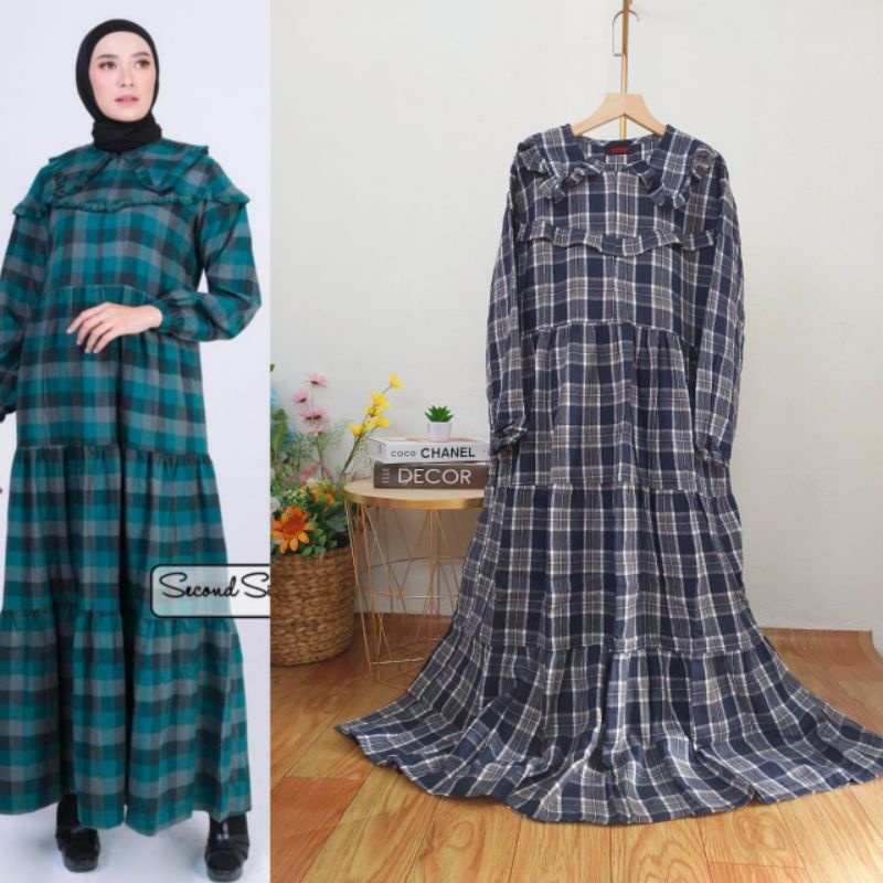 Tasyi Dress Kotak Matt Flanel//Gamis Tartan//Dress Simple