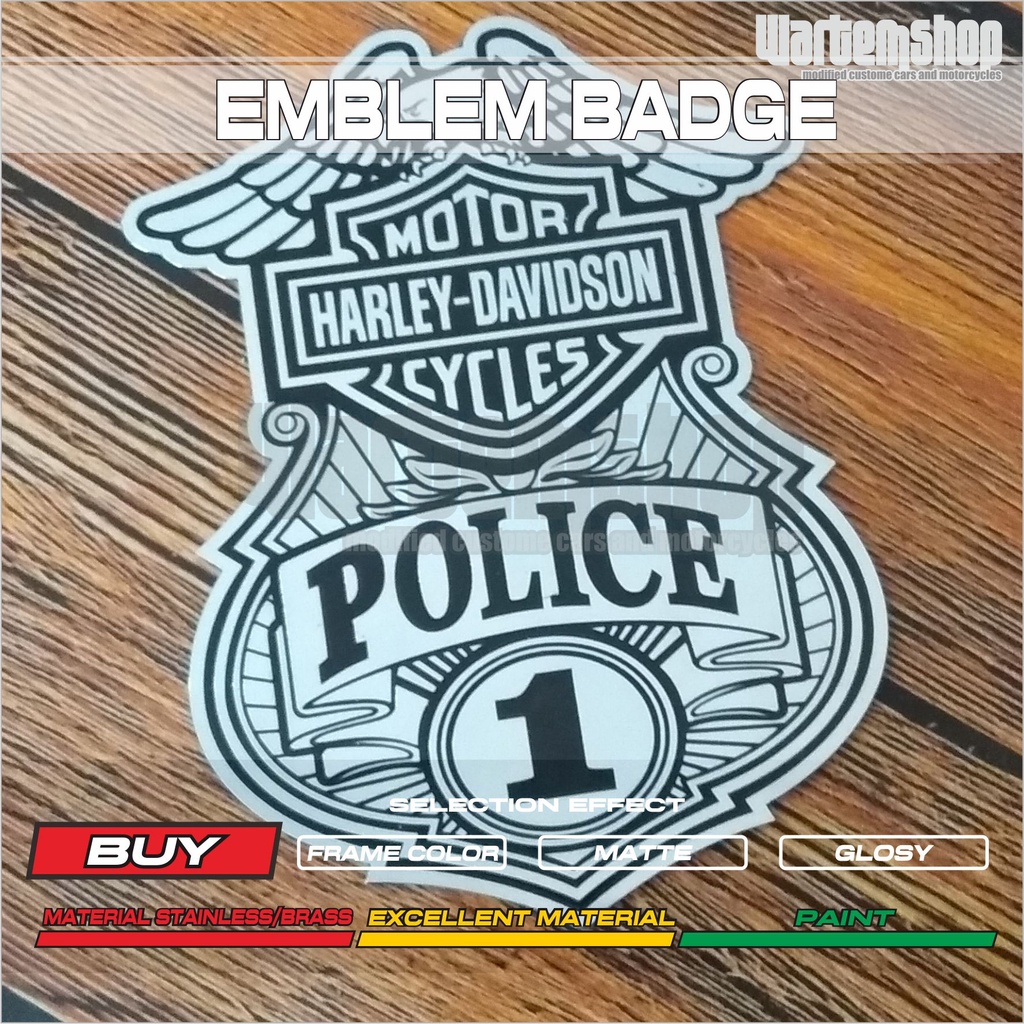 EMBLEM MOBIL STAINLESS HARLEY DAVIDSON POLICE
