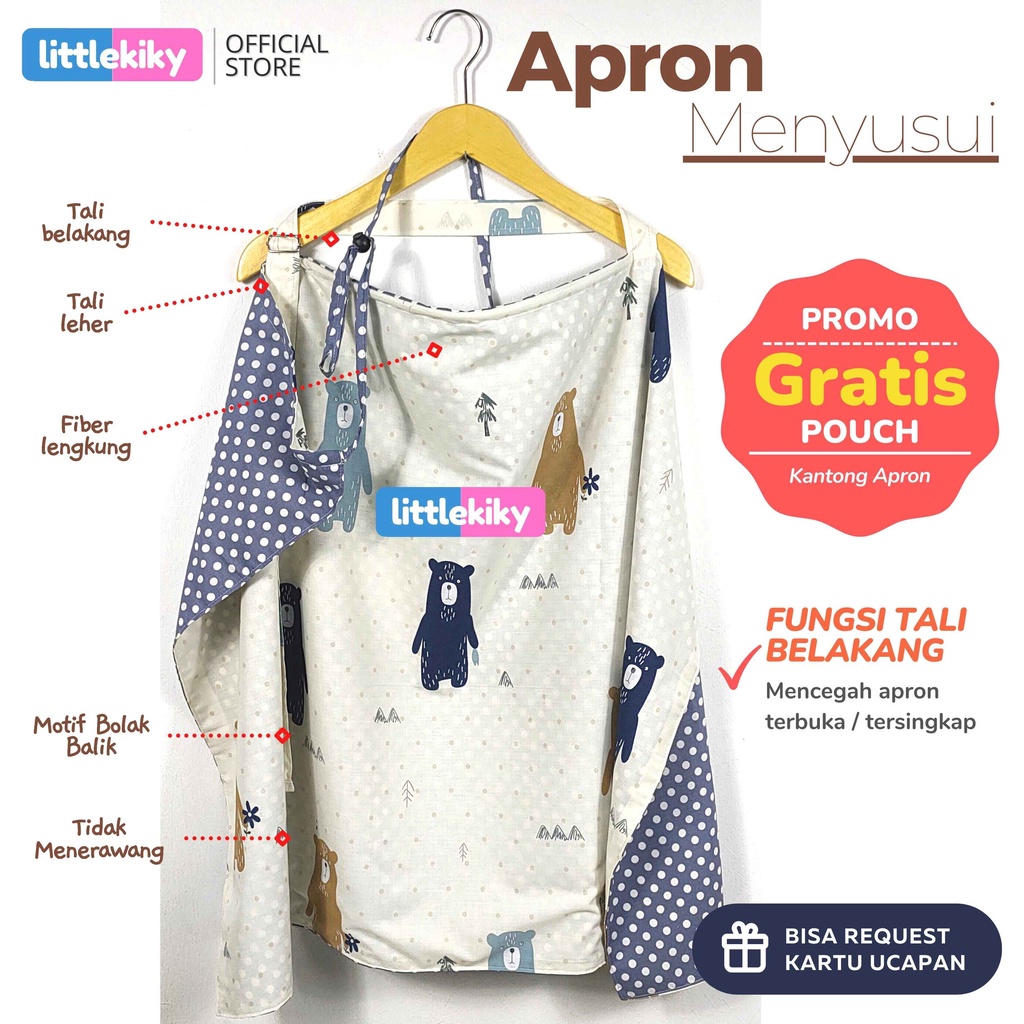 Apron menyusui 2 lapis / bolak balik