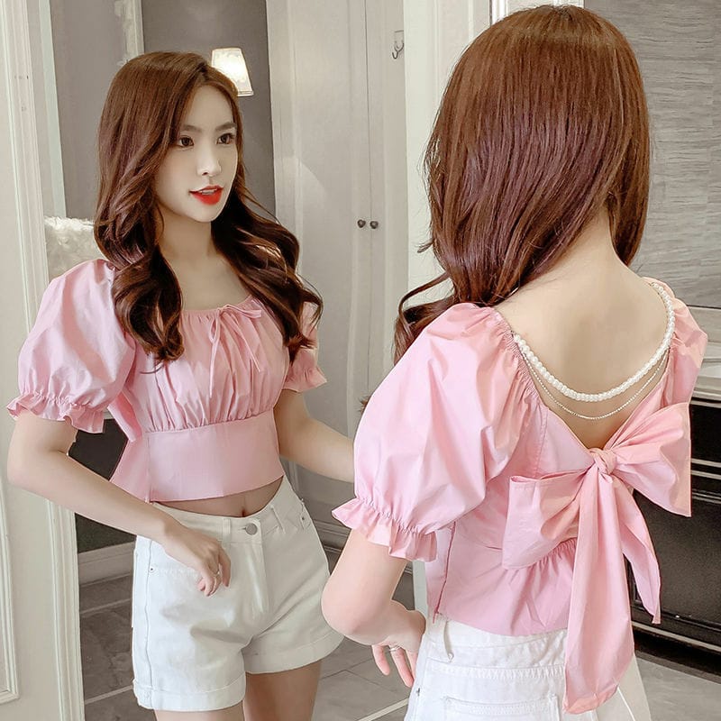 FWG - BLOUSE BACK RIBBON / BLOUSE WANITA KOREA / BLOUSE MURAH / BLUS / ATASAN WANITA / PAKAIAN WANITA TERBARU 2023