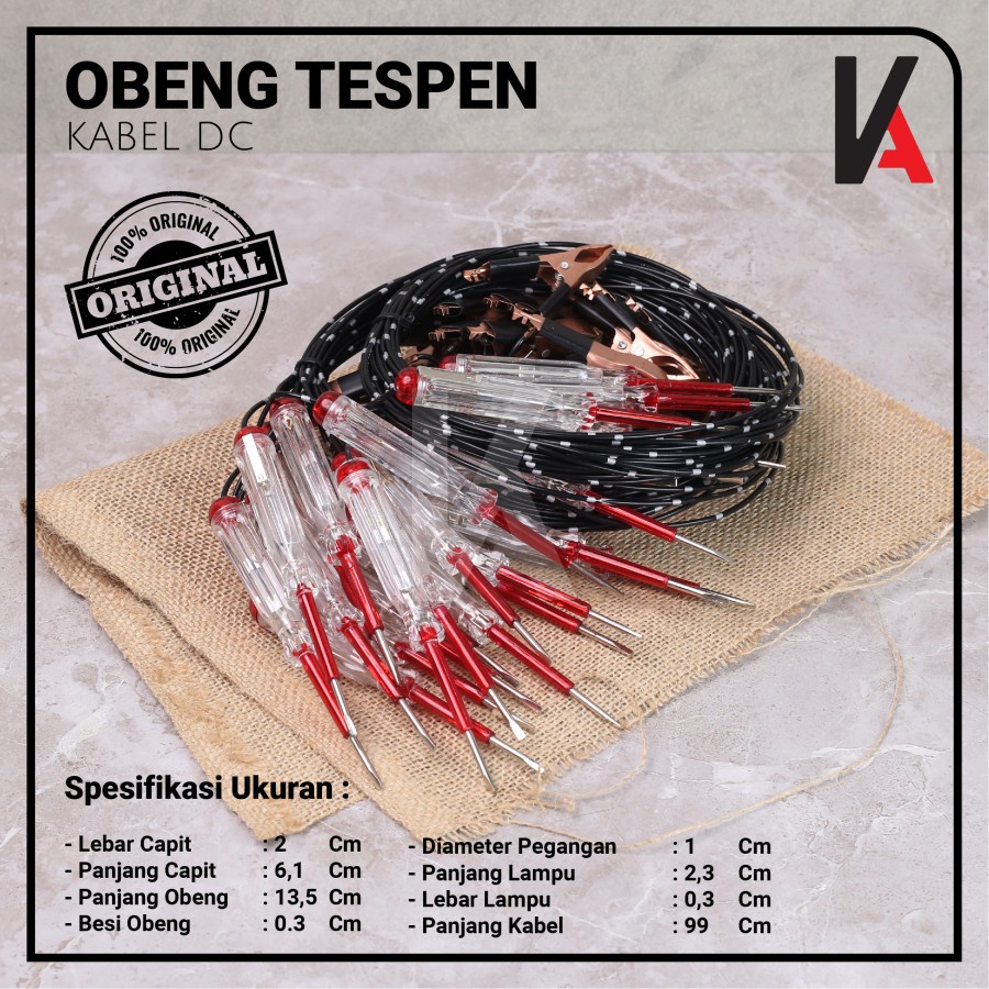 OBENG TESTPEN KABEL DC / TESPEN KABEL AKI DC / TEST PEN MOBIL MOTOR