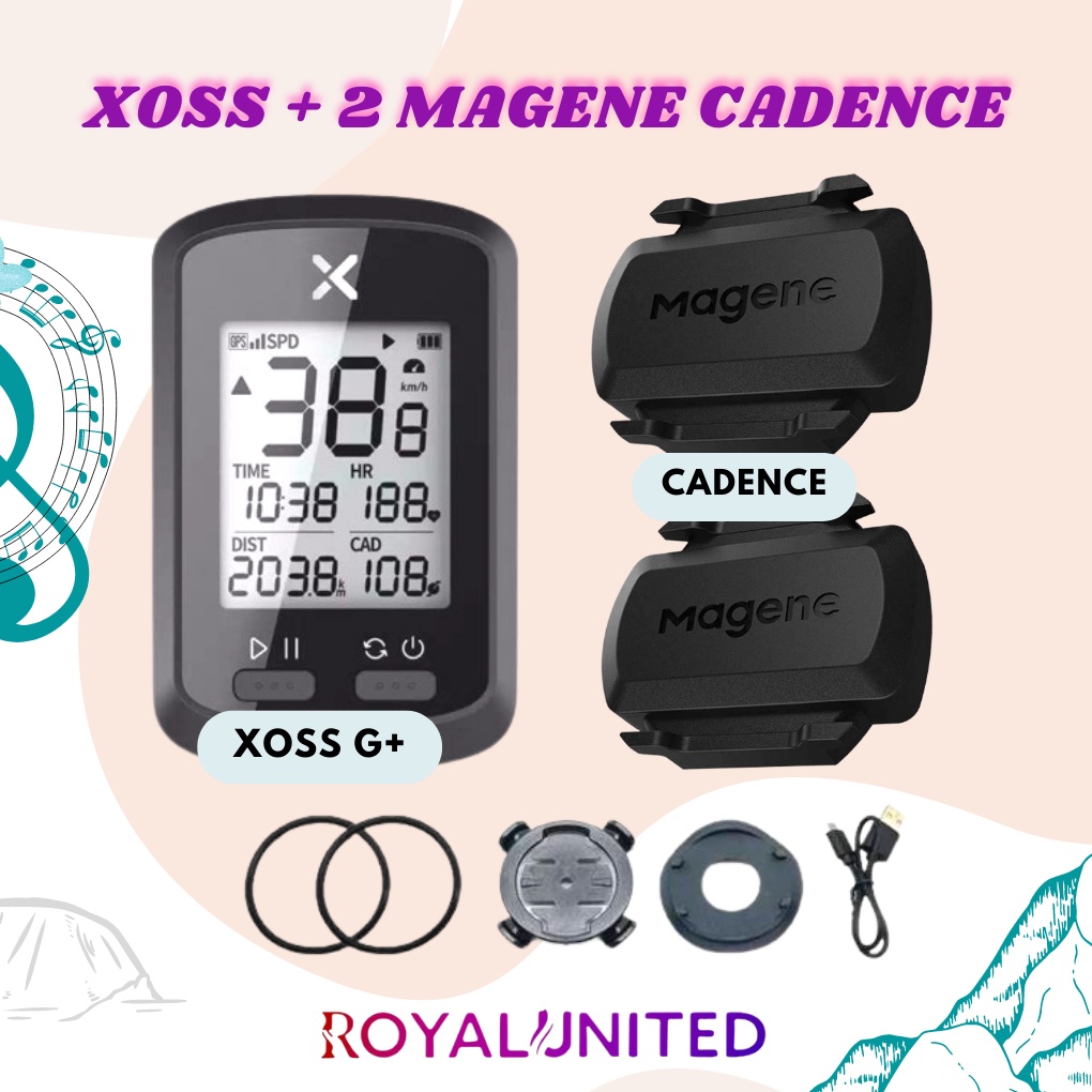 Xoss G Plus Speedometer English Version GPS Speedometer XOSS G Plus Paket dan 2 Magene Cadence BONUS BARFLY + SILICON CASE
