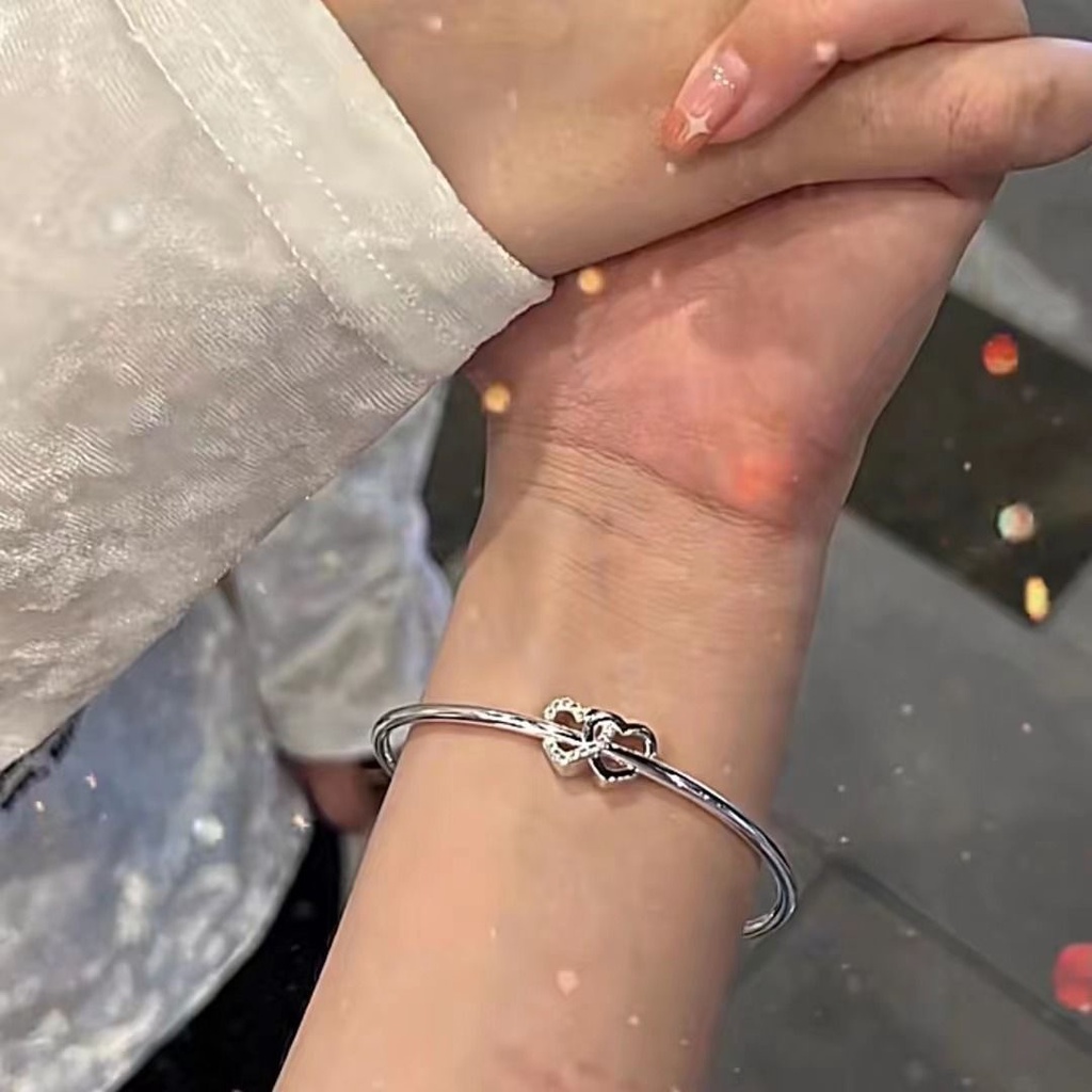 Gelang Tangan Model Hati Ganda Warna Permen Untuk Wanita