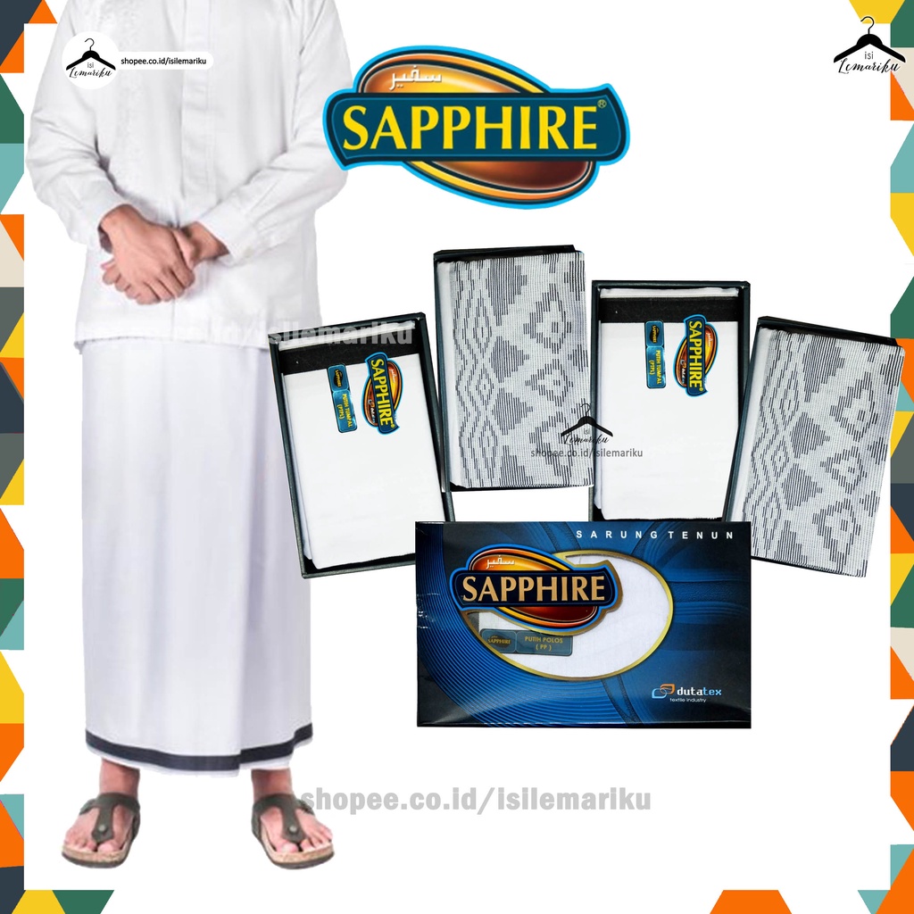 Sarung Tenun Sapphire Putih Polos / PTPL