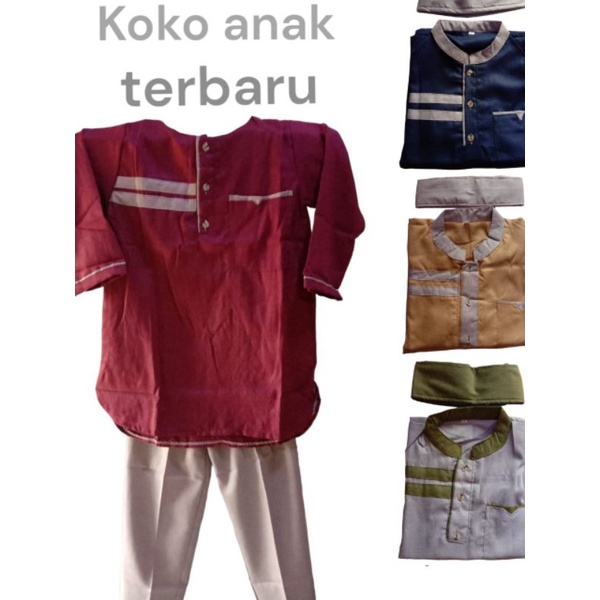 baju Koko madinah anak terbaru stelan Koko anak laki laki usia 4-12th