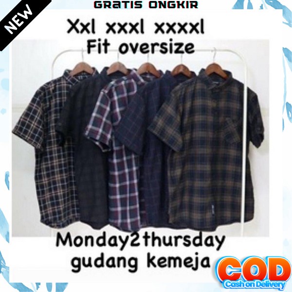 Kemeja Pria Jumbo Baju Kemeja Laki Laki Dewasa Bigsize Kemeja Kerja Cowok Kasual Baju Kwmeja Pria Bi