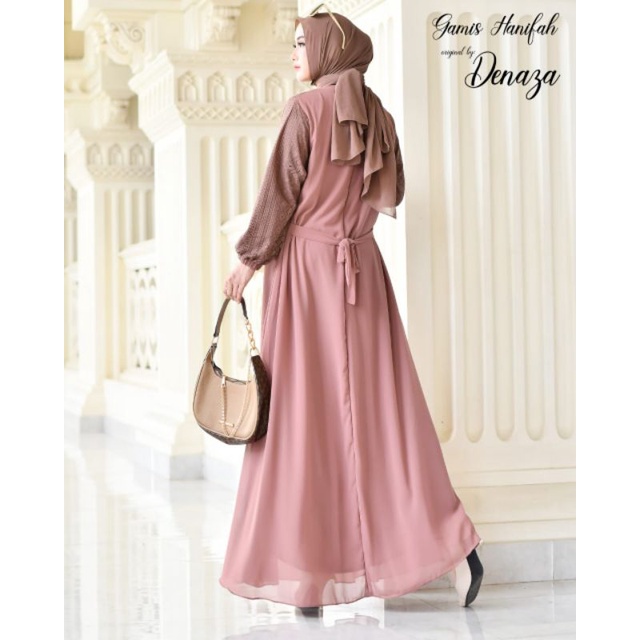 GAMIS HANIFAH // BAHAN CERUTY MIX BRUKAT MALIKA // By Denaza