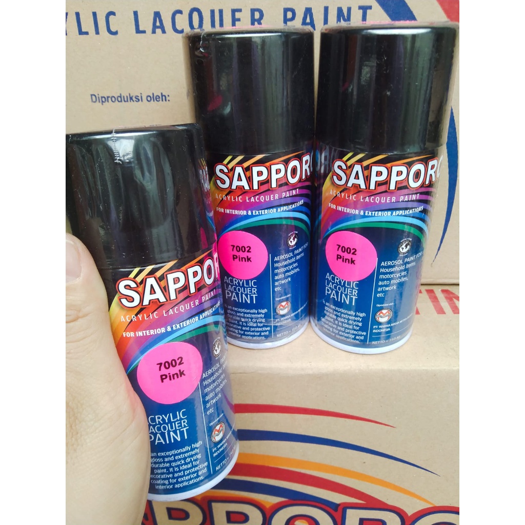 saporo acrylic lacquer paint pilok pilox cat spray sapporo 150ml saporo 7002 Pink stabilo pink merah muda stabilo merah muda 150ml