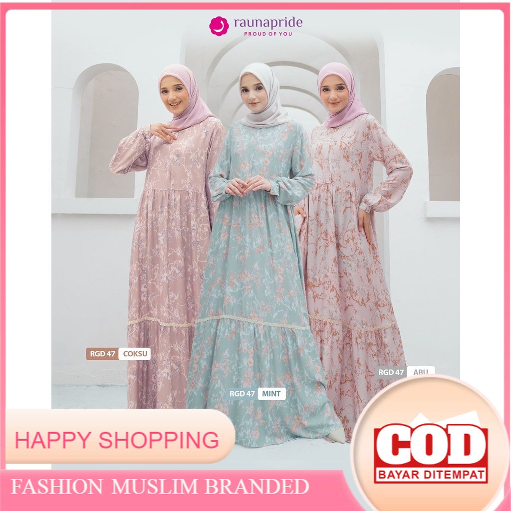 GAMIS  DRESS MOTIF RGD 47 RAUNA TERBARU 2022 KEKINIAN RAYON PREMIUM TERMURAH BAJU MUSLIM, WANITA DEW