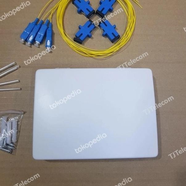 Roset optik / roset FTTH 4 core SC lengkap adaptor + pigtail