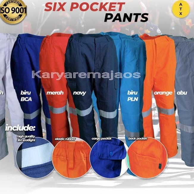 Wearpack safety model celana wearpak Celana Proyek celana bengkel - biru dongker, 30