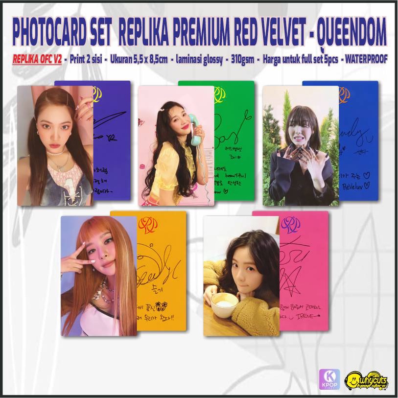 Photocard Set Premium Red Velvet Queendom / Print 2 sisi Full laminasi glossy / Anti air