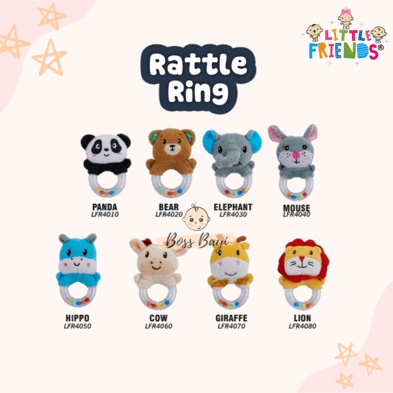 LITTLE FRIENDS Rattle Ring New - Mainan Genggam Bayi Anak Ring Boneka