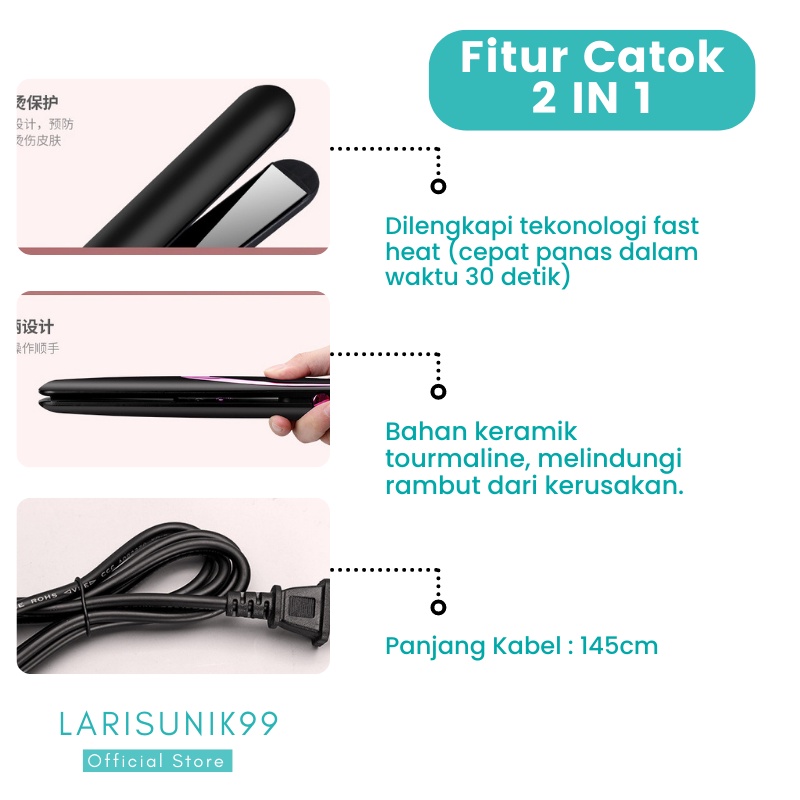 Catokan Rambut Keriting Lurus 2 in 1 Wanita Pelurus Pengeriting Catok Rambut Terbagus Alat Pencatok Keriting Catok Rambut Lurus Pengriting Ion Tourmaline Besi Perawatan Kecantikan Ori Original Premium Terbaru