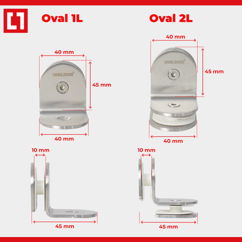 Glass Clip Penjepit Kaca Sekat Partisi Kamar Mandi Oval - Weldom