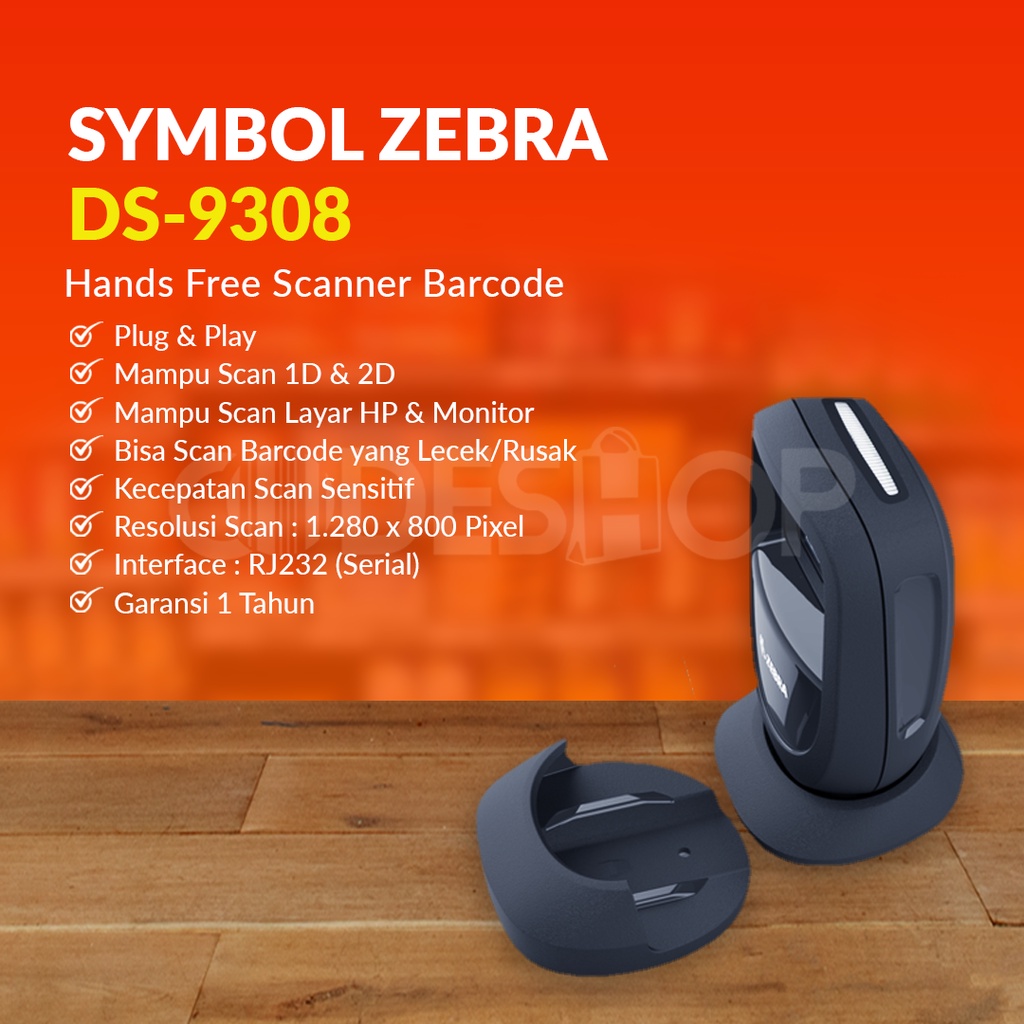 BARCODE SCANNER ZEBRA DS9308 SERIAL 2D Scan Layar HP Monitor | DS 9308