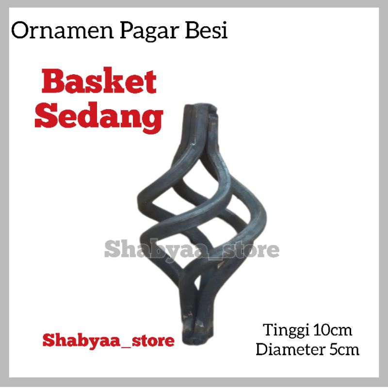 ornamen pagar besi Basket/Nanas ukuran sedang