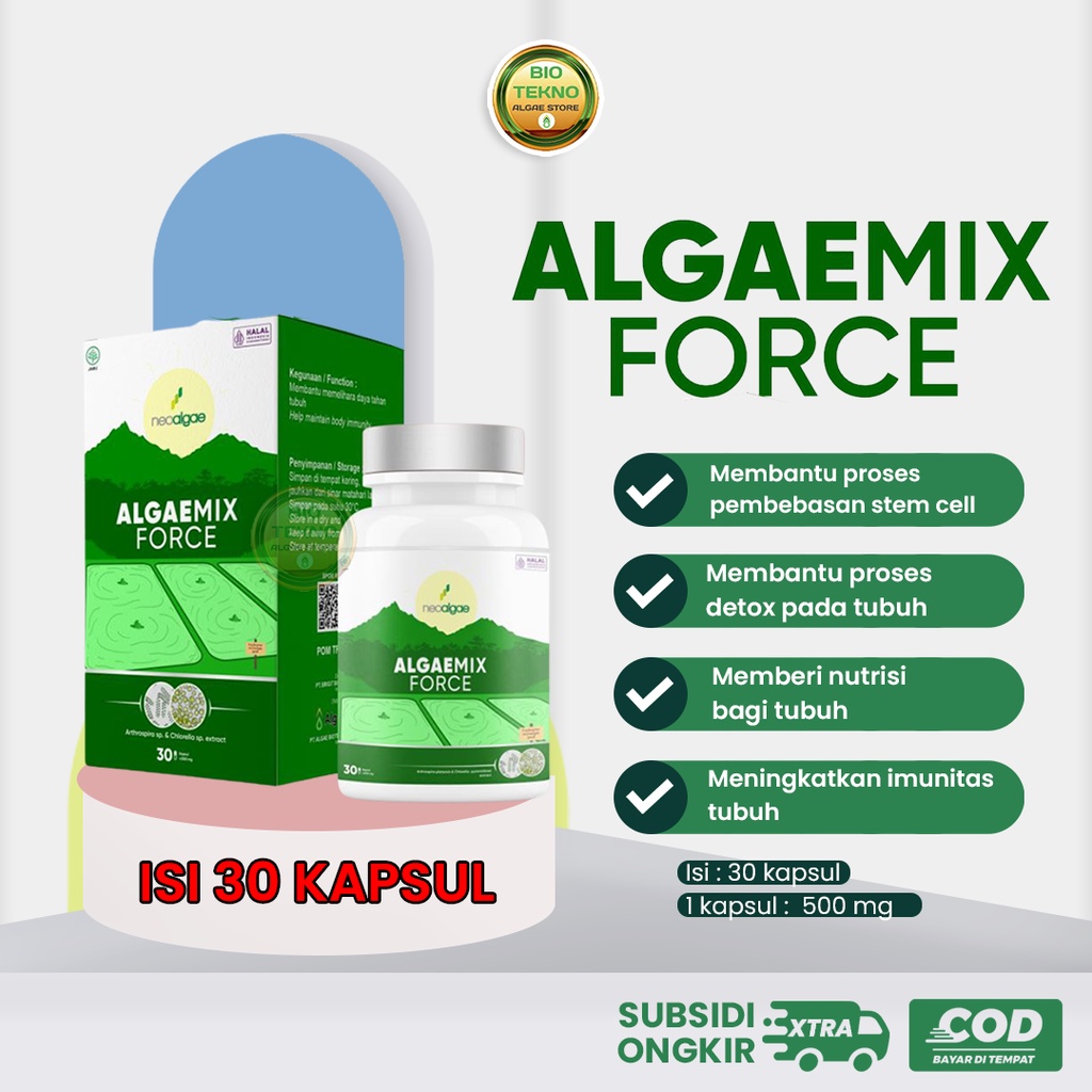 Algaemix Spirulina Isi 30 Kapsul Super Nutrisi Organik Suplemen Superfood Spirulina