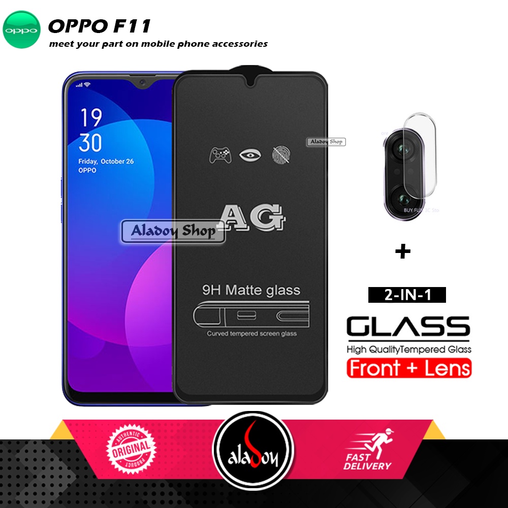 Oppo F11 PAKET 2IN1 Tempered Glass Matte Anti Glare Full Layar dan Tempered Glass Kamera