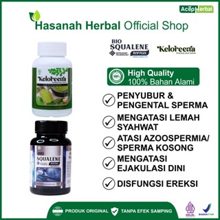 Image of Obat Penyubur Pengental Penambah Sperma Kosong Azoospermia Pria yg Buat Promil Murah Atasi Mani Encer Ejakulasi Dini Impoten Lemah Syahwat Disfungsi Ereksi Herbal Bio Squalene & keloreena