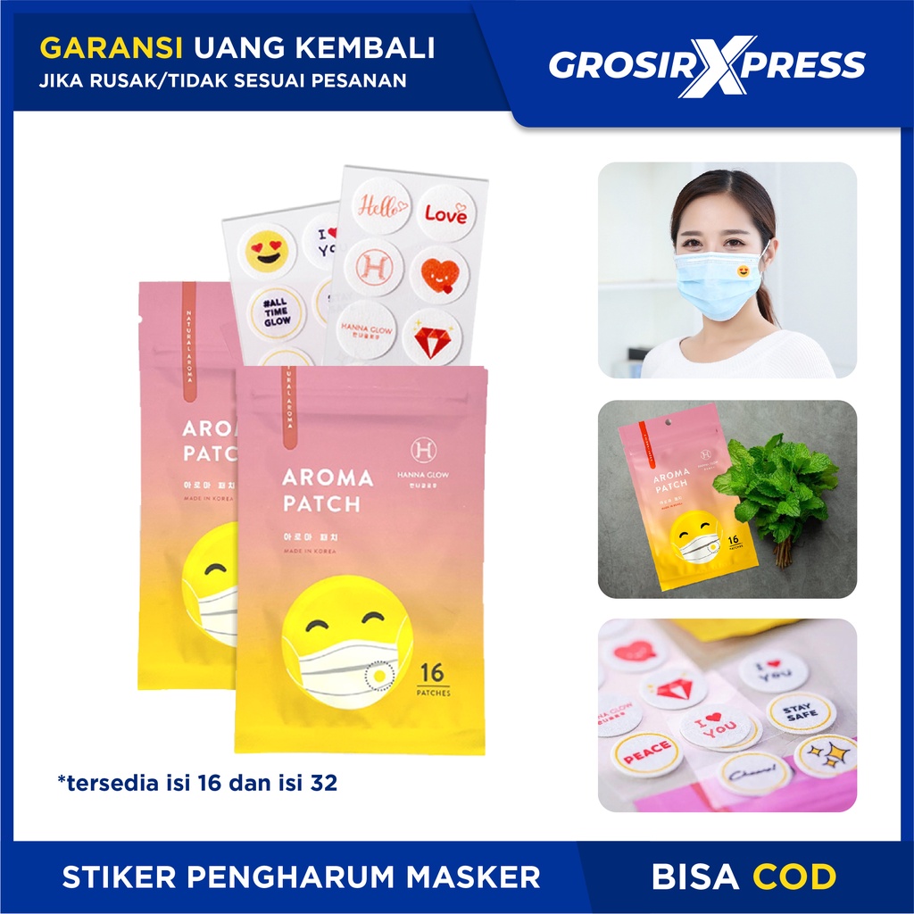 Sticker masker import Korea AROMA PATCH HANNA GLOW tempelan stiker aromatherapy di masker menenangkan melegakan dan menambah kenyamaan memakai masker NBSM