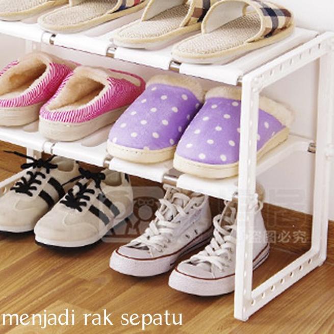 Greenland Rak Panci 2 Susun Multifungsi Lemari Kitchen Rak Dapur Tempat Bumbu Sepatu Buku HRK401